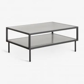Rectangular Coffee Table 90x60 Cm In Steel And Glass Paoline Negro-de-fumo - Sklum