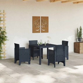 Conjunto de Jantar para Jardim 5 pcs Antracite