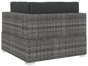 Cadeira de canto seccional c/ almofadões 1 pc vime PE cinzento