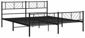 Estrutura de cama com cabeceira e pés 193x203 cm metal preto