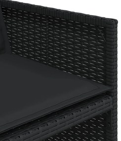 15 pcs conjunto de jantar p/jardim com almofadões vime PE preto