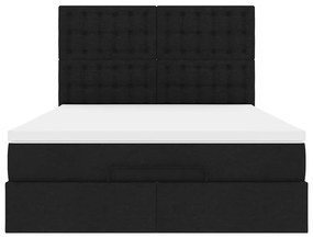 Estrutura de cama otomana com colchão 140x190 cm tecido preto
