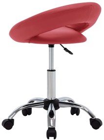 Cadeira de trabalho com rodas couro artificial vermelho tinto