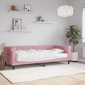 Sofá-cama com colchão 90x200 cm veludo rosa