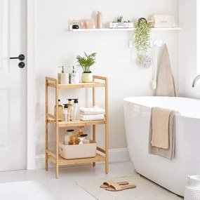 Estante de bambu com 3 prateleiras, 45 x 31,5 x 80 cm cor natural