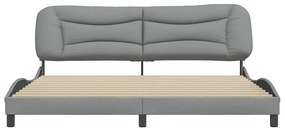 Estrutura de cama sem colchão 200x200 cm tecido cinzento-claro