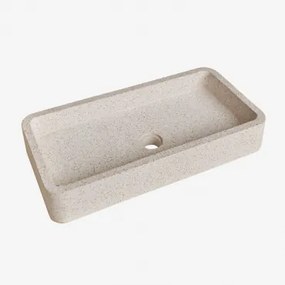 Lavabo Retangular 60x30 Cm Em Cimento Ronald Branco Pedra - Sklum