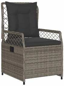 9 pcs conjunto de jantar p/ jardim c/ almofadões vime PE cinza