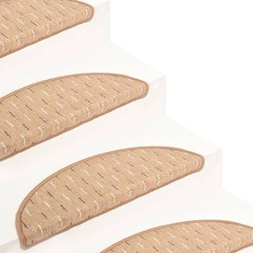 Tapete/carpete para degraus 15 pcs 56x17x3 cm castanho-claro