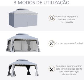 Pérgola de Jardim 4x3m Pérgola de Alumínio com Teto de Ventilação 4 Co