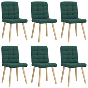 Cadeiras de jantar 6 pcs tecido verde-escuro