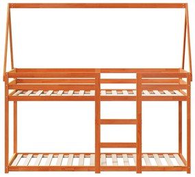 Beliche com telhado 90x190 cm pinho maciço castanho-mel