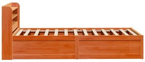 Estrutura cama c/ cabeceira 100x200cm pinho maciço castanho-mel