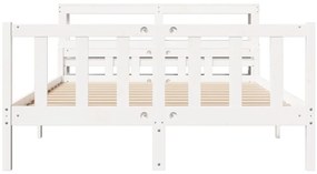 Cama sem colchão 150x200 cm madeira de pinho maciça branco