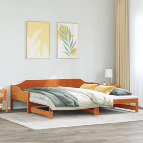 Sofá-cama com gavetão 80x200 cm madeira de pinho castanho cera