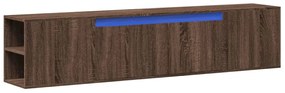 Móvel parede p/ TV c/ luzes LED 180x31x39,5cm carvalho castanho