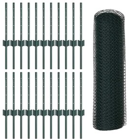 Postes de Cerca vidaXL 11 pcs U-Channel Verde 40 cm Aço