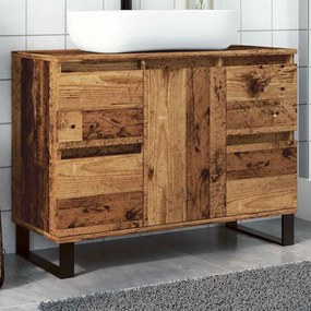 vidaXL Armário lavatório WC 80x33x60cm derivados madeira madeira velha