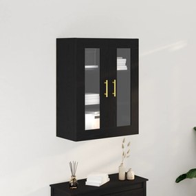 Armário de Parede vidaXL com Portas de Vidro Carvalho Preto 69,5x34x90 cm