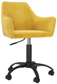 vidaXL Cadeira de escritório giratória veludo amarelo mostarda