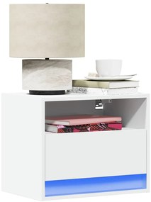 Mesa de cabeceira de parede com luzes LED branco