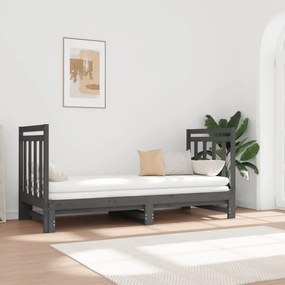 3124774 vidaXL Estrutura sofá-cama de puxar 2x(90x190) cm pinho maciço cinza