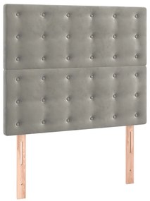 Cama com molas/colchão 100x200 cm veludo cinza-claro