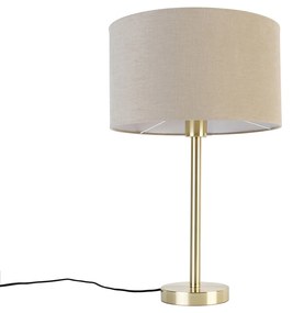 Candeeiro de mesa clássico em latão com cúpula castanho claro 35 cm - Simplo Design