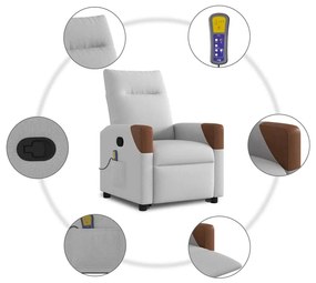 Poltrona elevatória de massagens tecido cinzento-nublado