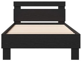 Cama da – Carvalho Preto, 90x190 cm, feita de madeira engenheirada.