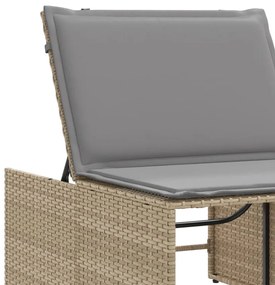 Espreguiçadeiras modulares com mesa 2 pcs vime PE bege