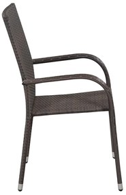 Cadeiras de exterior empilháveis 2 pcs vime PE castanho