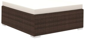 12 pcs conjunto lounge jardim c/ almofadões vime PE castanho