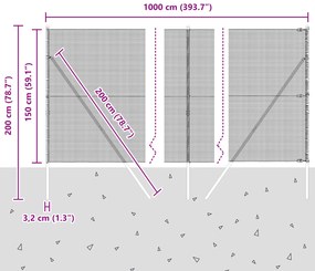 Cerca de Arame Soldado com 7 Postes 1,5x10 m Aço Galvanizado