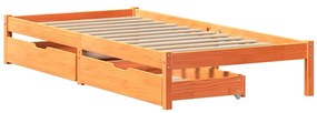Cama sem colchão 100x200 cm pinho maciço castanho-mel