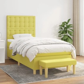 vidaXL Cama com molas/colchão 80x200 cm tecido verde-claro
