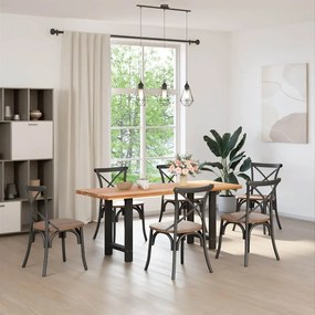 Pés para mesa de jantar pretos 2 peças 50x(72-73) cm aço