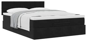 Estrutura de cama otomana com colchão 140x200 cm veludo preto
