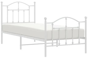 Estrutura de cama com cabeceira e pés 90x190 cm metal branco