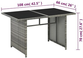 10 pcs conjunto lounge de jardim c/ almofadões vime PE cinzento