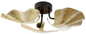 Candeeiro de teto oriental latão com preto 3 luzes - Louka Oriental