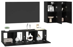 Conjunto de Armários para TV 4 pcs Carvalho Preto