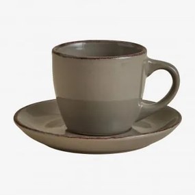 Pacote De 2 Xícaras De Café Em Grés Ronilena Com Pires, 9 Cl Cedro Castanho - Castanho - Sklum