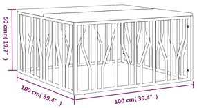 Mesa de centro aço inoxidável/madeira de acácia maciça prateado