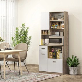 Armário Alto de Cozinha, 80 x 35 x 180 cm, Prateleiras Reguláveis, Branco