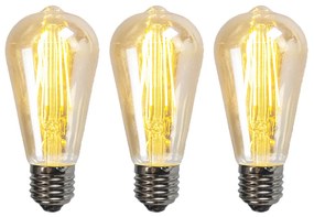Conjunto de 3 lâmpadas LED reguláveis E27 ST64 ouro 5W 450 lm 2200K