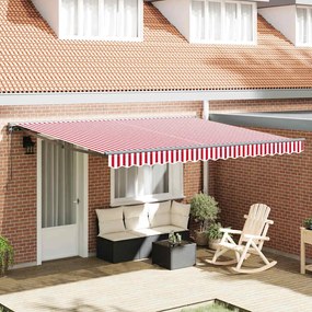 Toldo Retrátil Manual Listrado Vermelho e Branco 400x300 cm