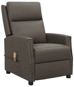 vidaXL Cadeira de massagens couro artificial cinzento