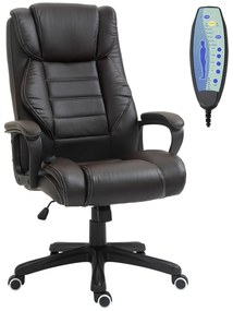 Vinsetto Cadeira de Escritório Massagem Cadeira Diretiva Ergonômica Grande Conforto Altura Ajustável Função de Inclinação Revestimento Sintético Marrom | Aosom Portugal