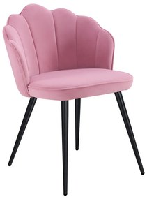 Cadeira Blume Veludo Pernas Pretas - Rosa